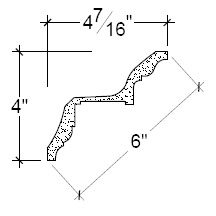 Side View of Plaster Crown Moulding – DC504-044 Side View image of Plaster Crown Moulding – DC504-044