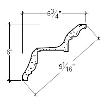 Side View of Plaster Crown Moulding – DC506-044 Side View image of Plaster Crown Moulding – DC506-044