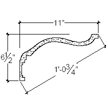 Side View of Plaster Crown Moulding – DC506-325 Side View image of Plaster Crown Moulding – DC506-325