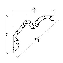 Side View of Plaster Crown Moulding – DC507-246 Side View image of Plaster Crown Moulding – DC507-246