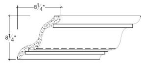 2D View of Plaster Crown Moulding – DC508-038 2D View image of Plaster Crown Moulding – DC508-038