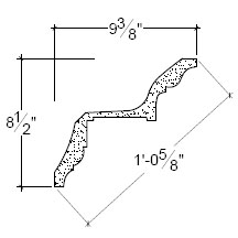 Side View of Plaster Crown Moulding – DC508-044 Side View image of Plaster Crown Moulding – DC508-044