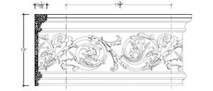 2D View image of Plaster Frieze Moulding – DC512-075