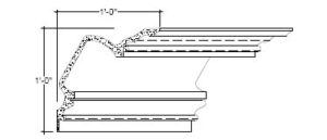 2D View of Plaster Crown Moulding – DC512-321 2D View image of Plaster Crown Moulding – DC512-321