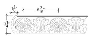 2D View image of Plaster Ornament / Leaf DC805-37A
