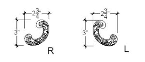 2D View image of Plaster Ornament / Scroll DC808-18A