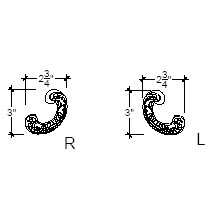 Side View image of Plaster Ornament / Scroll DC808-18A