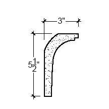 Side View of Plaster Ornament / Flute DC809-01C Side View image of Plaster Ornament / Flute DC809-01C