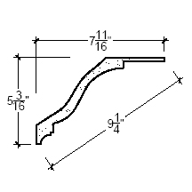 Side View of Plaster Crown Molding – 505-409 Side View image of Plaster Crown Molding – 505-409