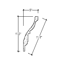 Side View of Plaster Crown Moulding – DC512-425 Side View image of Plaster Crown Moulding – DC512-425