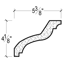Side View of Plaster Crown Moulding DC505-584 Side View image of Plaster Crown Moulding DC505-584