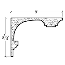 Side View of Plaster Crown Moulding DC506-595 Side View image of Plaster Crown Moulding DC506-595