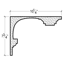 Side View of Plaster Crown Mouding DC507-595 Side View image of Plaster Crown Mouding DC507-595