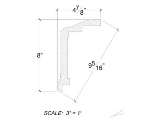 Side View of Plaster Crown Cornice – DC508-639 Side View image of Plaster Crown Cornice – DC508-639